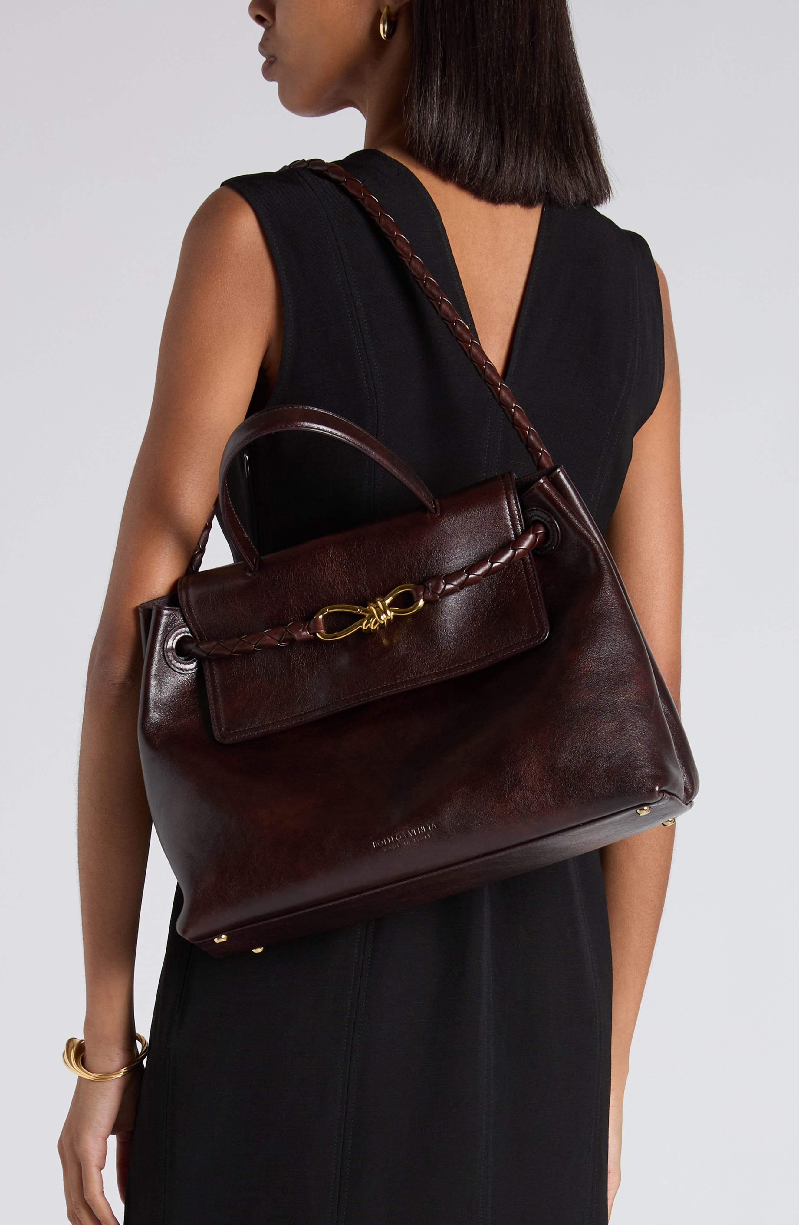 Bottega Veneta Ciao Ciao Knot Detail Leather Top Handle Bag in Dark Mahogany at Nordstrom - 4