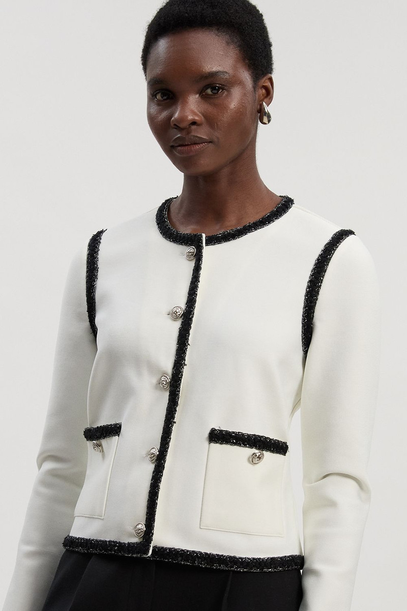 KAREN MILLEN Figure Form Bandage Trim Detail Knit Jacket outlook