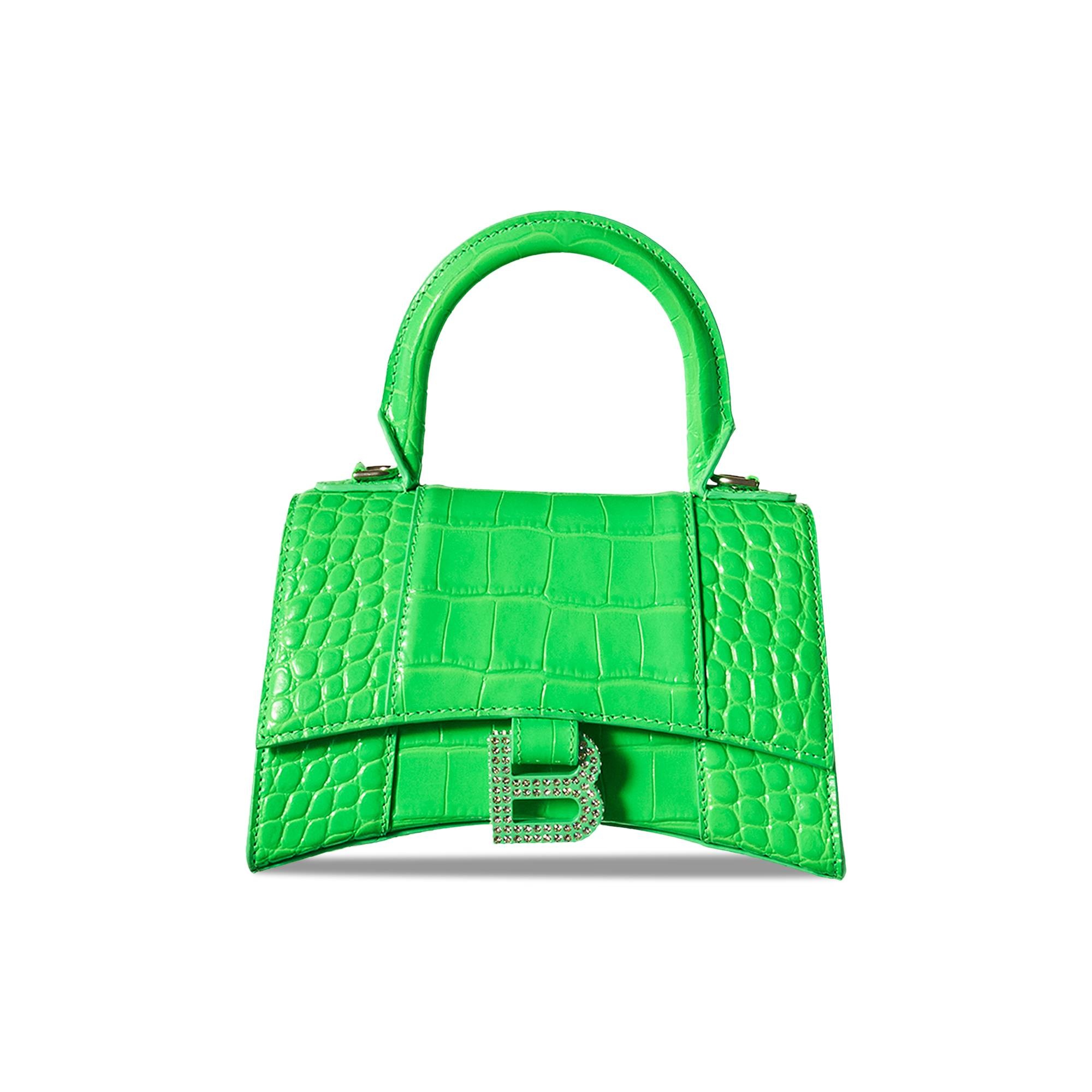 ●送料込●BALENCIAGA●Fluo Green Leather Hourglass Xs Balenciaga Hourglass XS neon green bag - with dustbag and