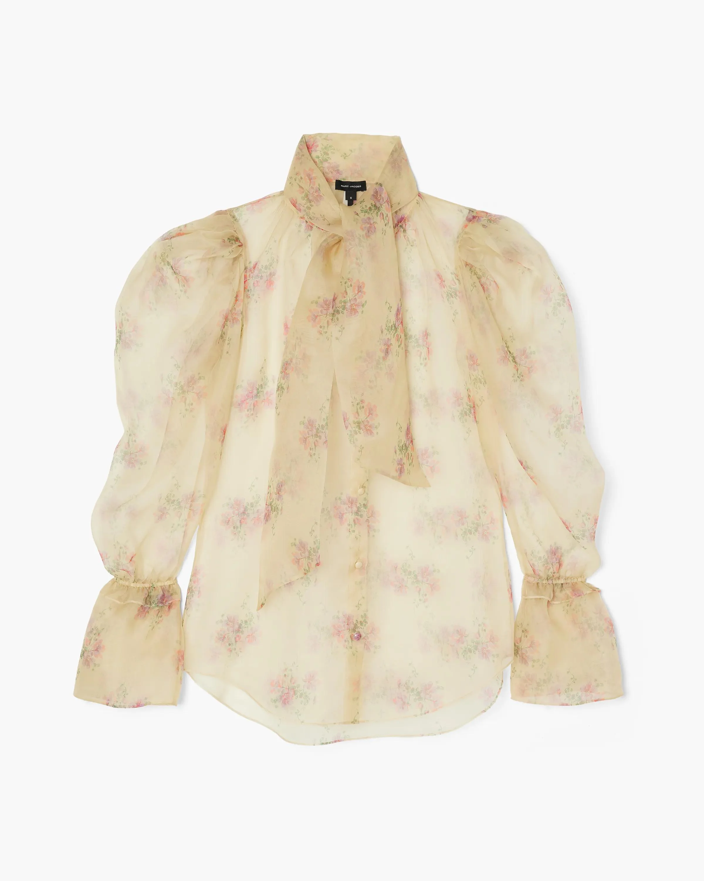 FLORAL ORGANZA PUFF BLOUSE - 1