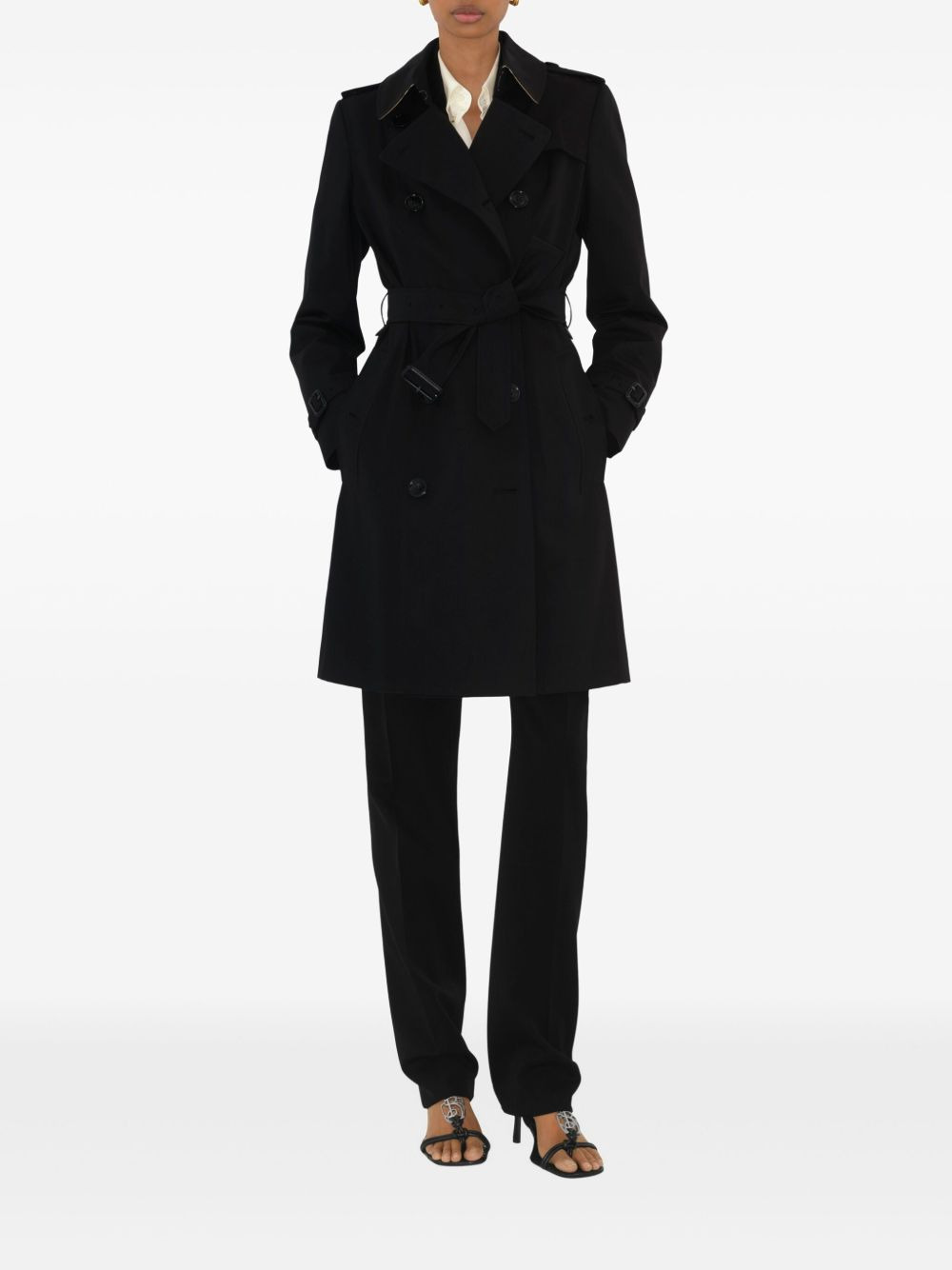 gabardine-weave trench coat - 7
