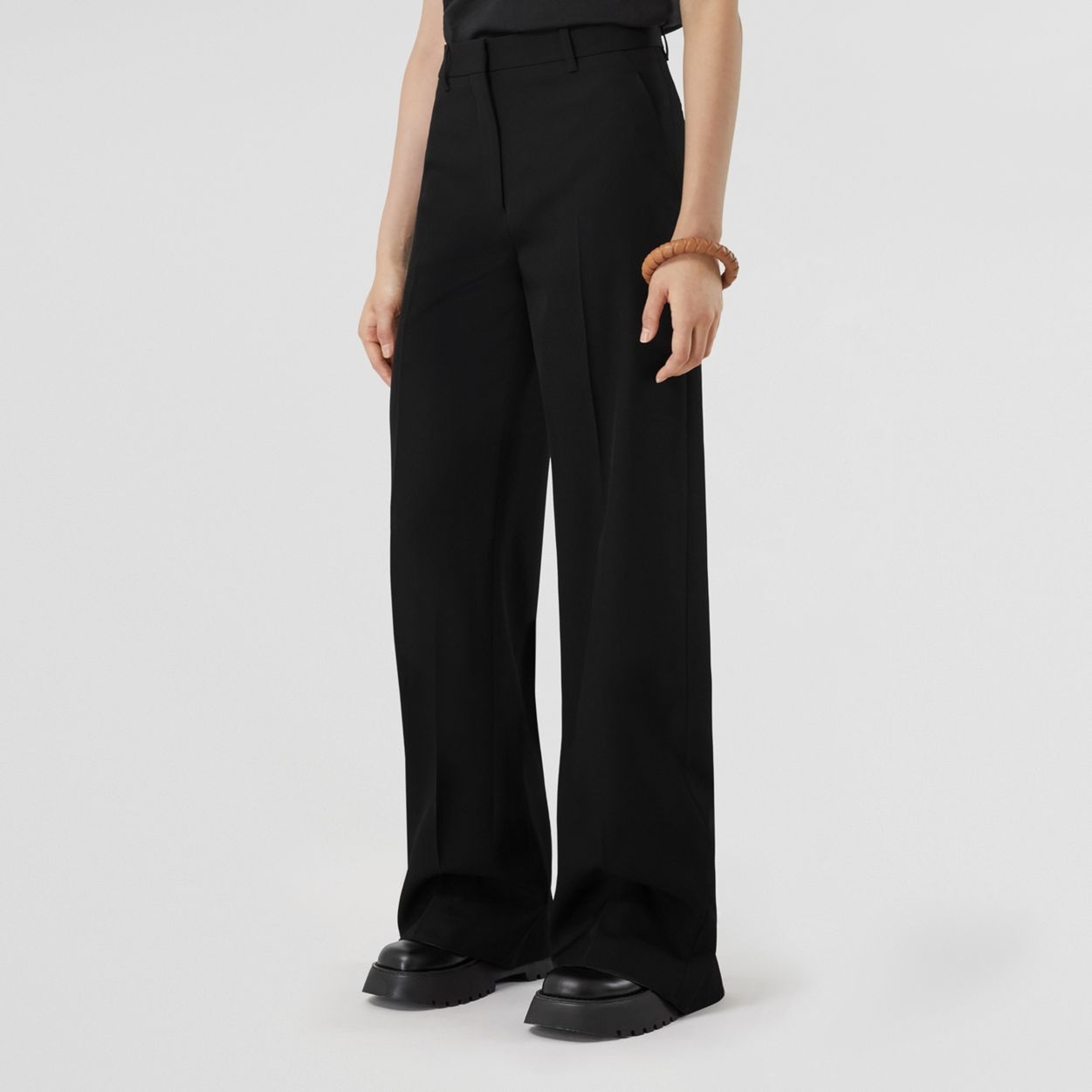 Split Detail Wool Wide-leg Trousers - 5