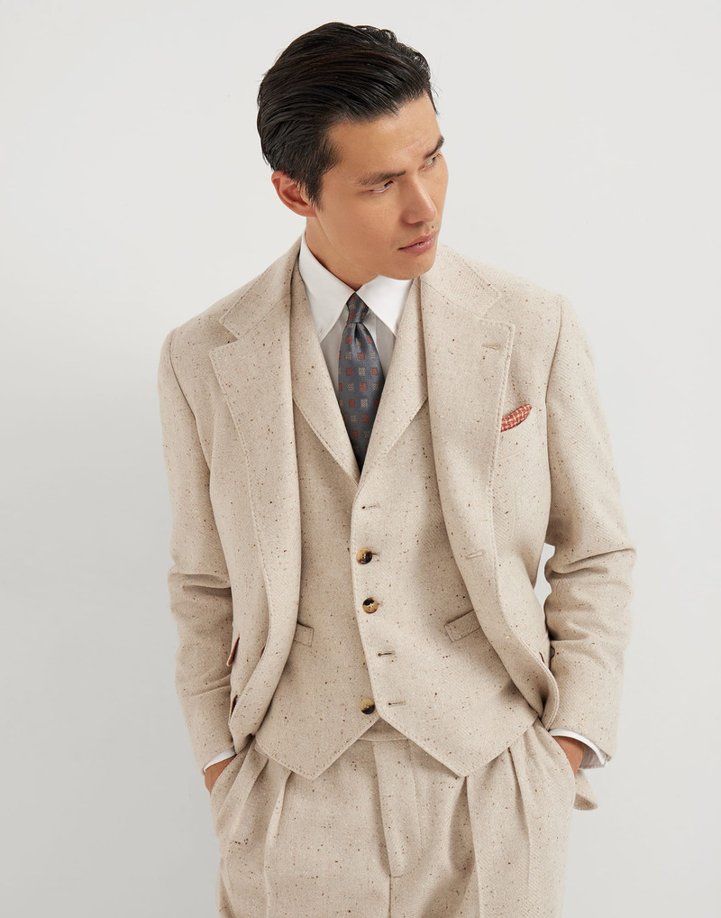 Wool and cashmere flecked diagonal deconstructed Cavallo blazer 4