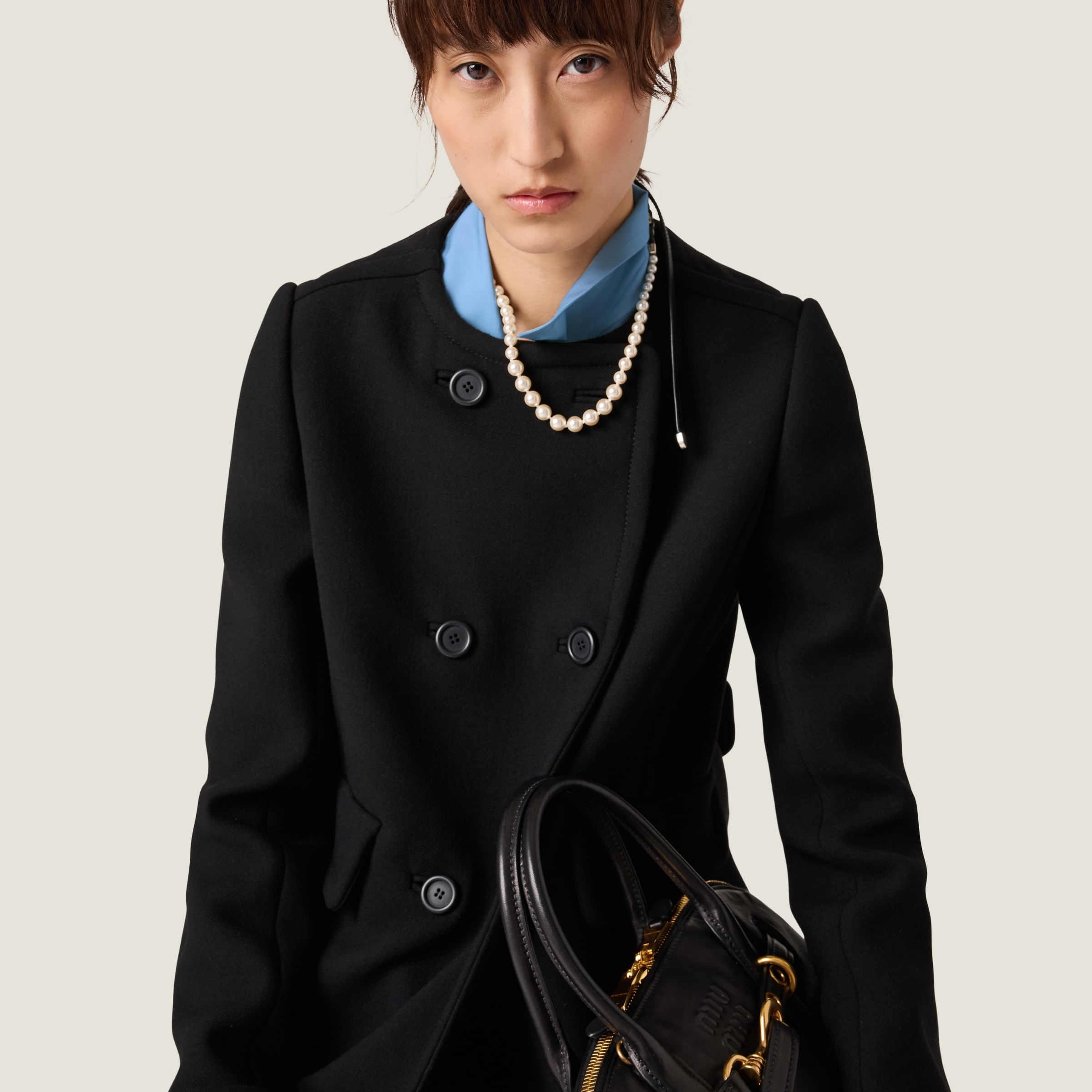 Natté toile double-breasted coat - 6