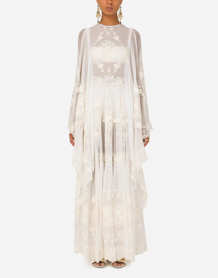 Long embroidered chiffon dress - 1