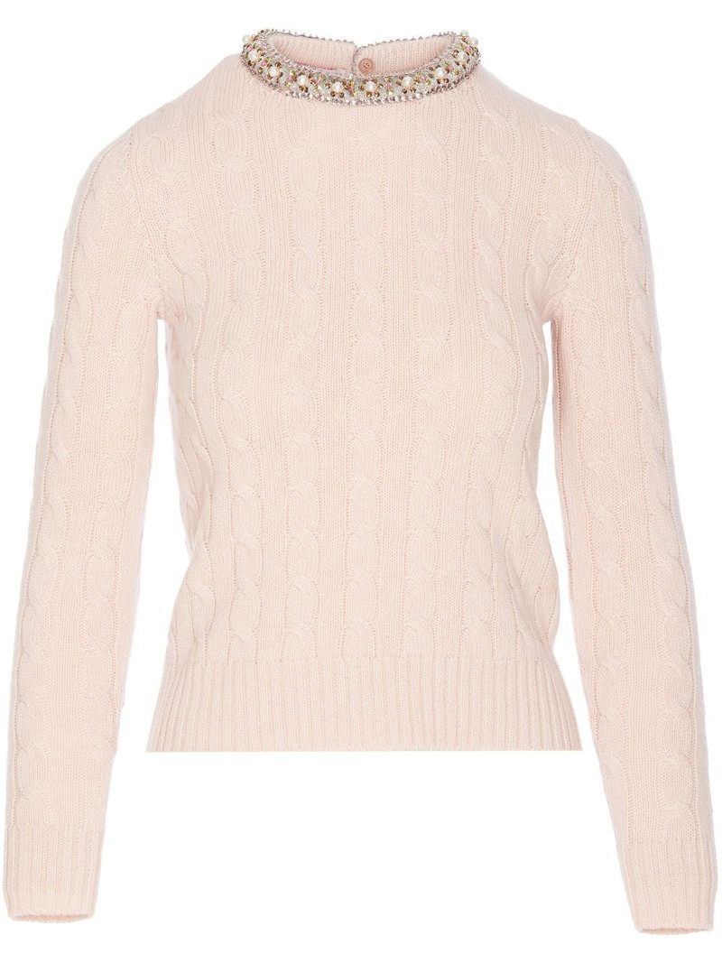 cable-knit crew neck jumper 1