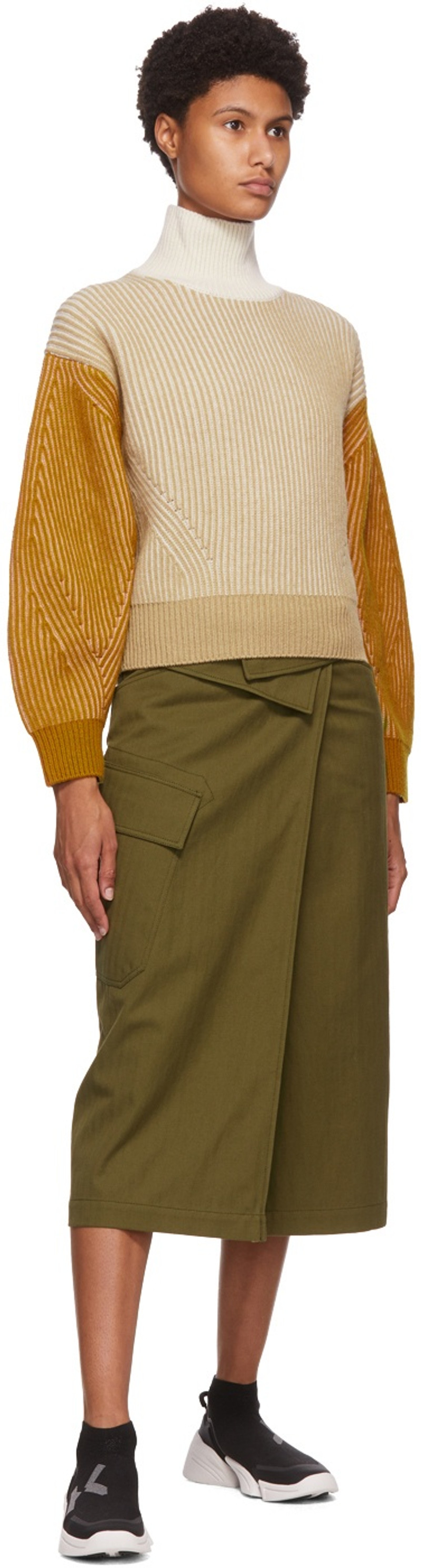 Khaki Soft Cotton Drill Wrap Skirt 4