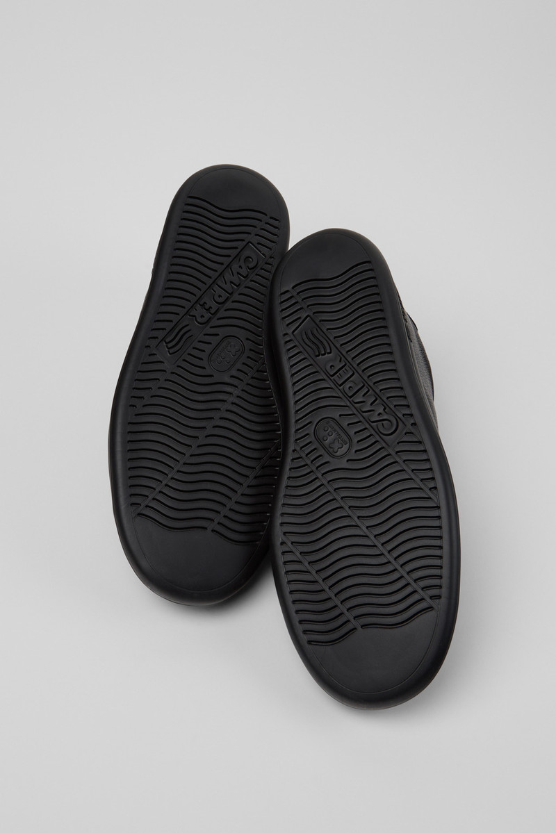 Black Leather and Nubuck Sneakers for Women. 5