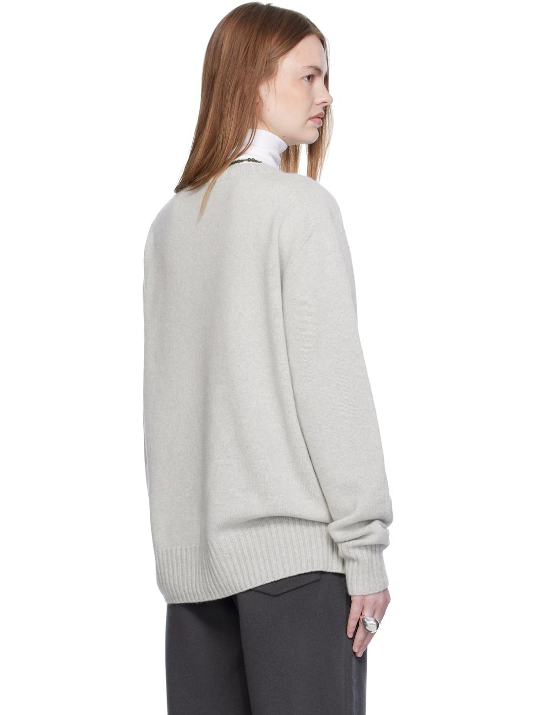 Gray Cashmere Relaxed Pullover Sweater - 3