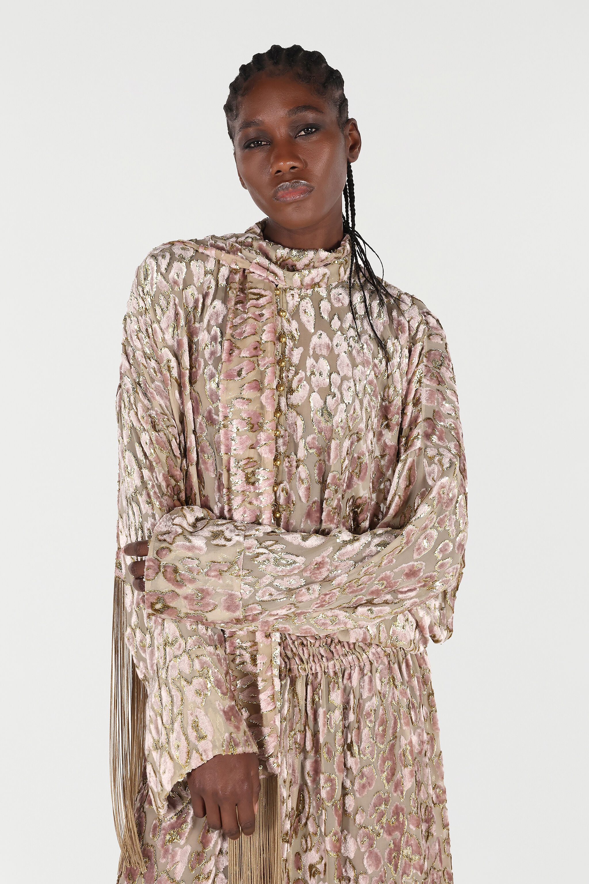 Long Dress With All-Over Dappled Pattern - 6