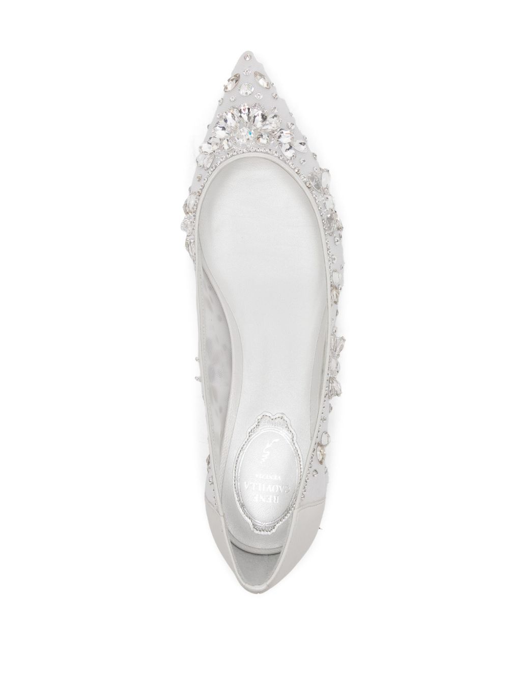 crystal-embellished lace ballerina shoes - 4