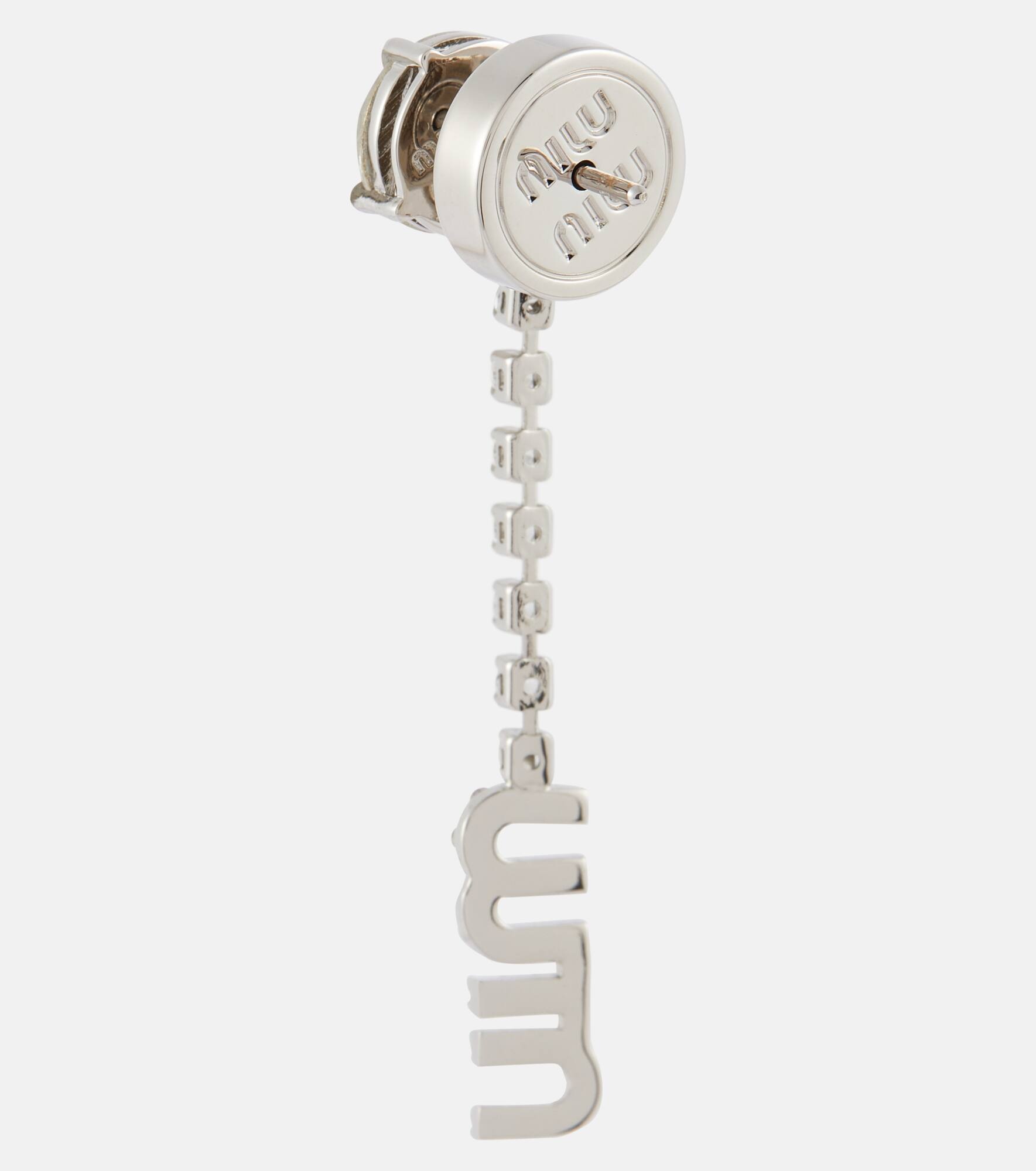 Logo crystal-embellished earrings - 5