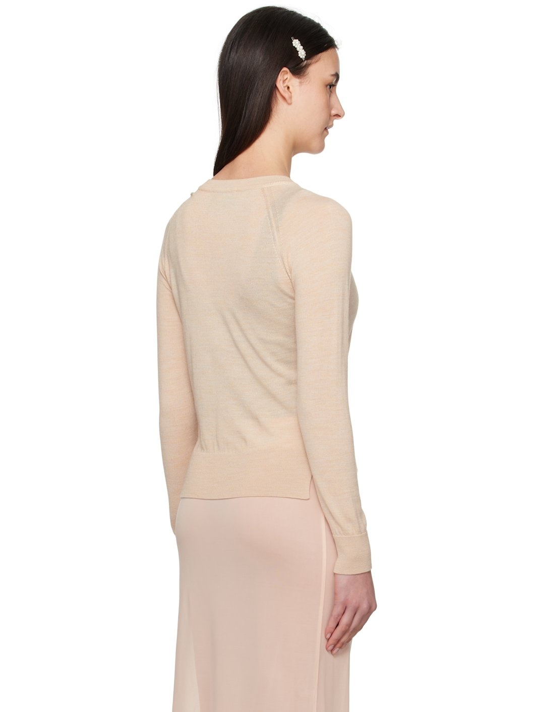 Beige Classic Long Sleeve Cardigan - 3