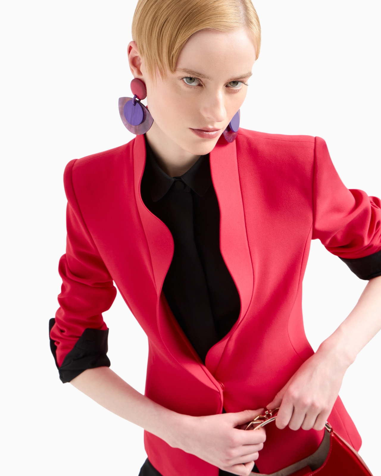 Crêpe cady jacket with ruffle-effect contoured edges - 6