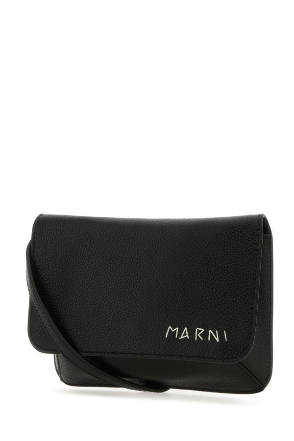 Marni Man Black Leather Flap Trunk Crossbody Bag - 2