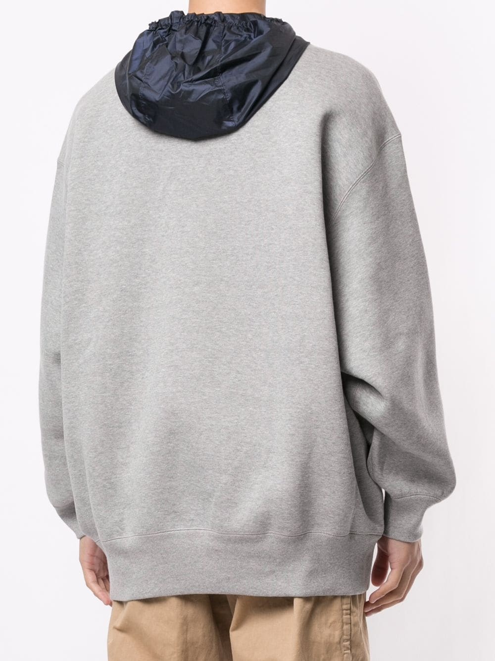 contrast hood graphic print hoodie - 4