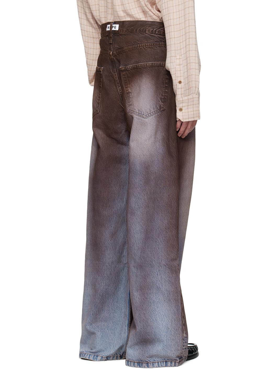 Blue & Brown Wide-Leg Jeans - 3
