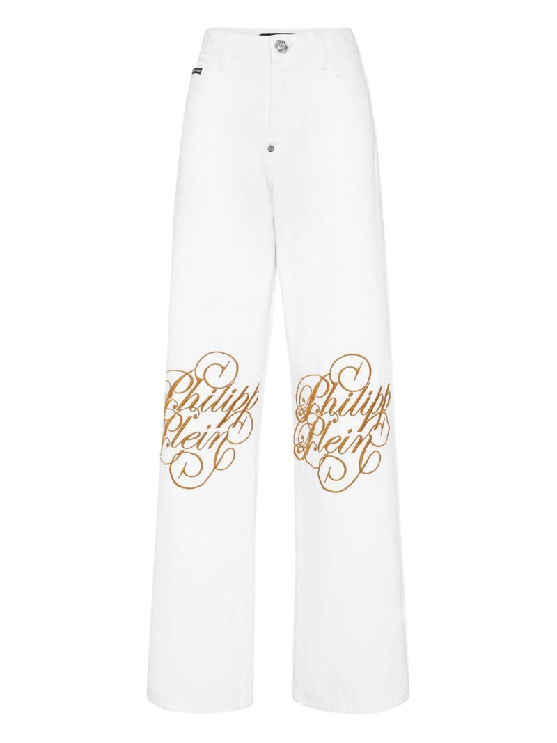 logo-embroidered jeans 1