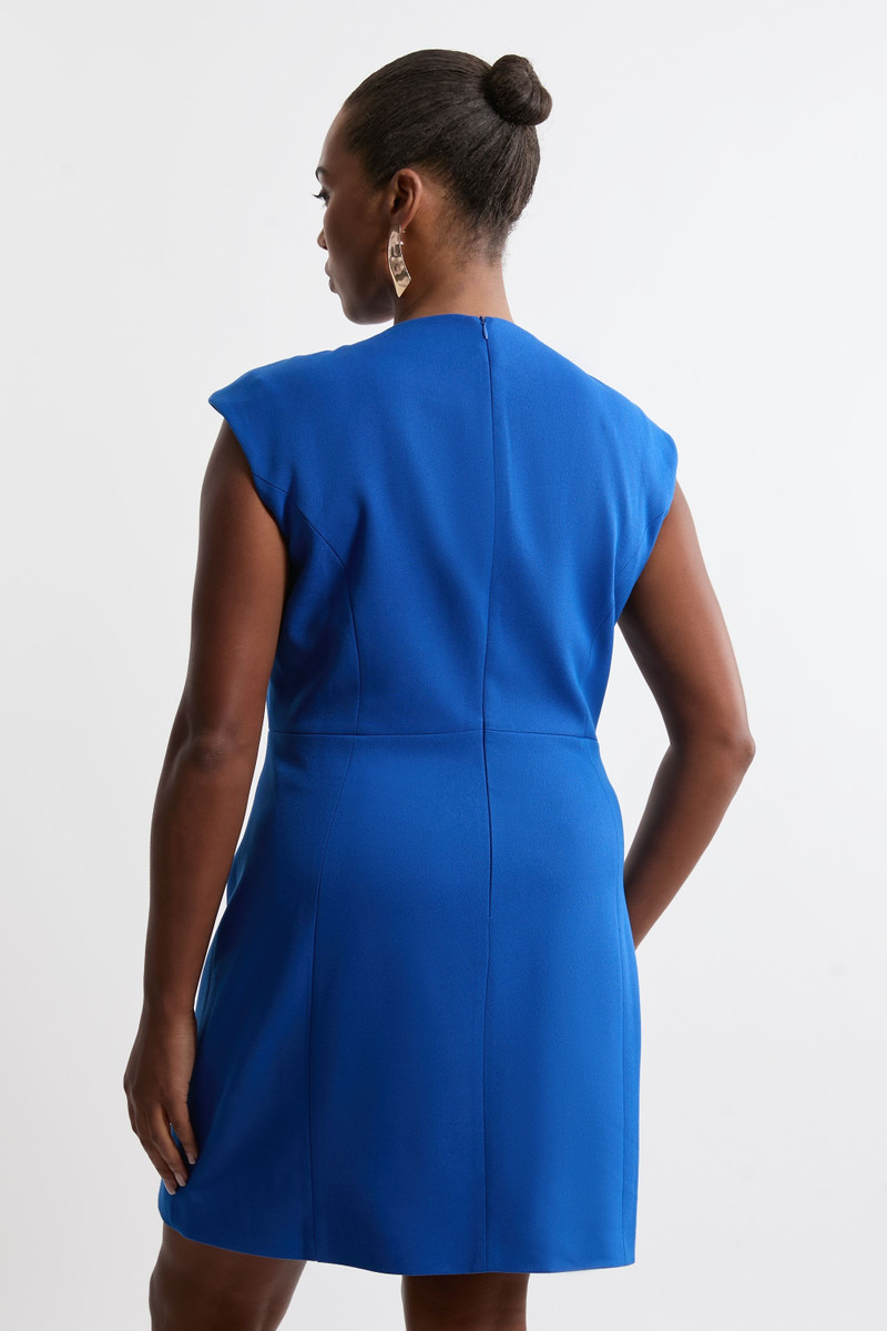 Plus Size Structured Crepe Tailored Full Skirted Belted Midi Dress 5