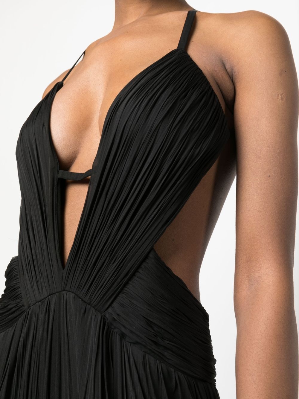 draped backless silk dress - 5