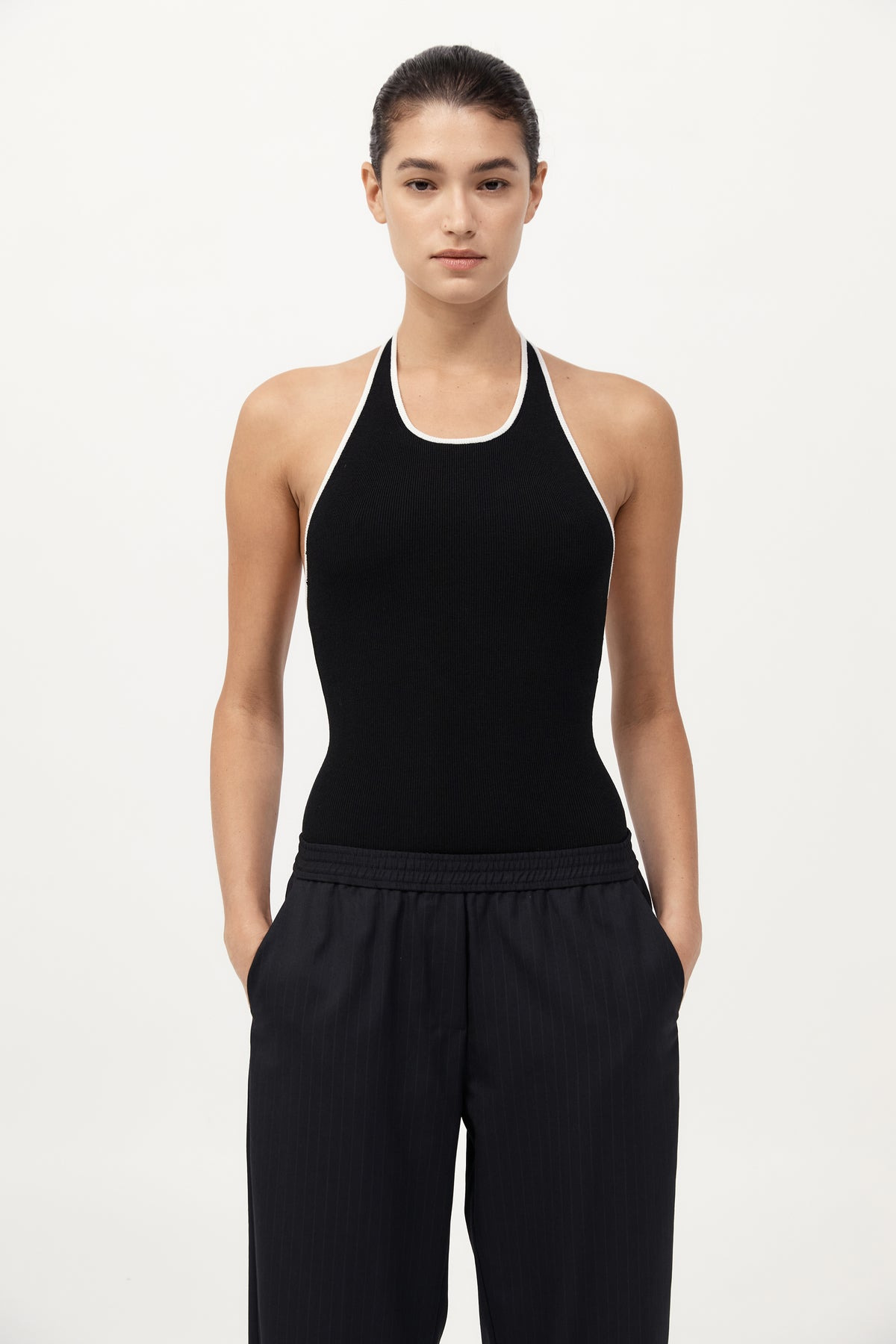 Fine Line Halter Top - Black - 2
