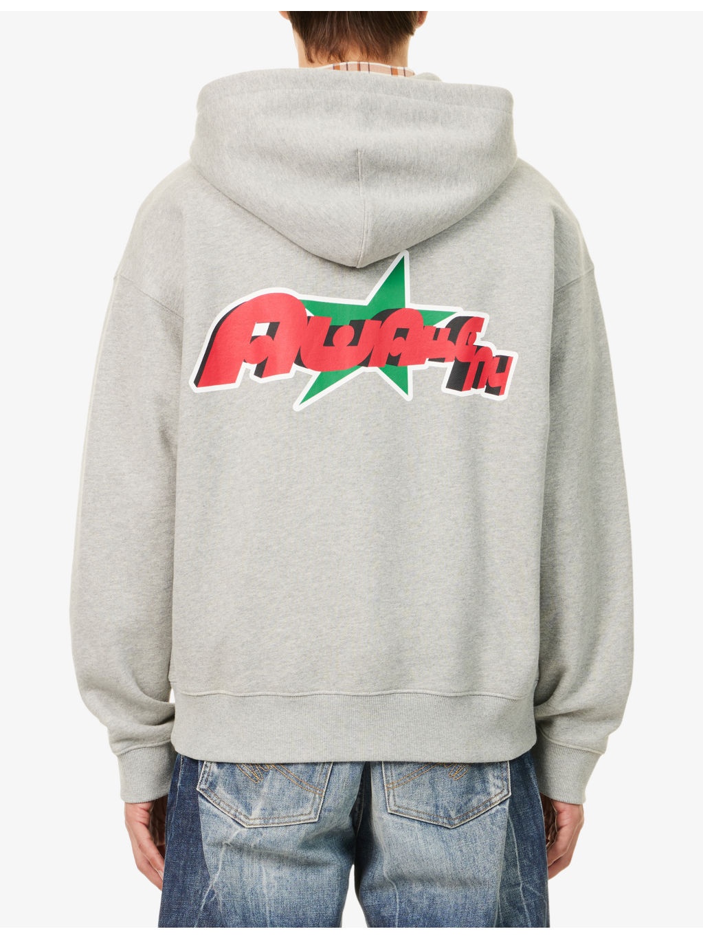 "Star ""A"" Zip-Up Brand-Print Cotton-Jersey Hoody" - 4