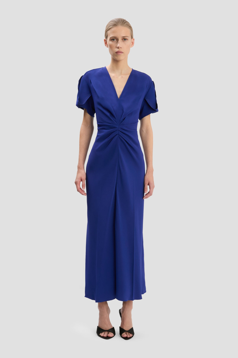 Victoria Beckham Eve Midi Dress In Bright Indigo outlook