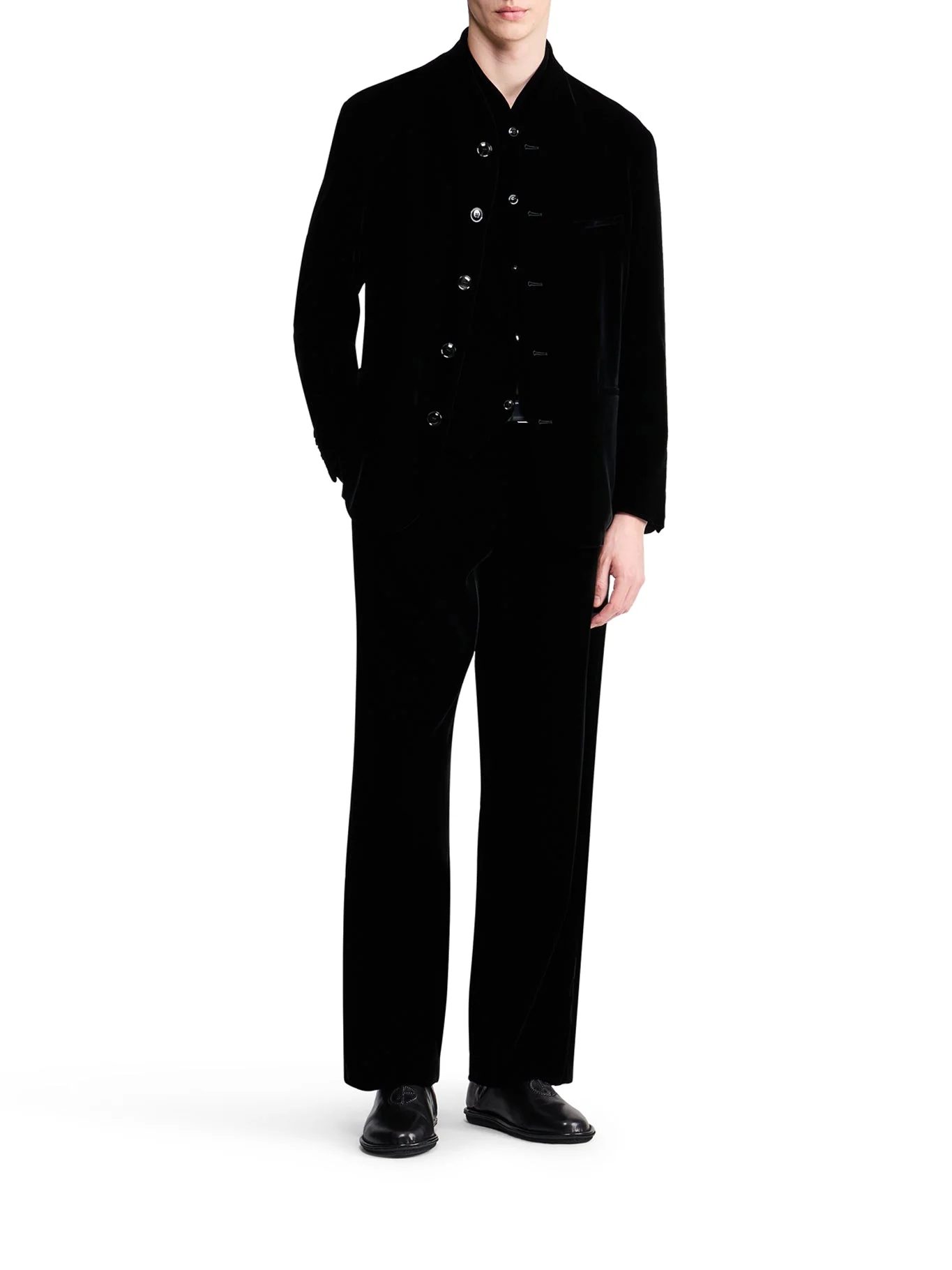 SMOOTH VISCOSE AND CUPRO VELVET BLAZER - 1
