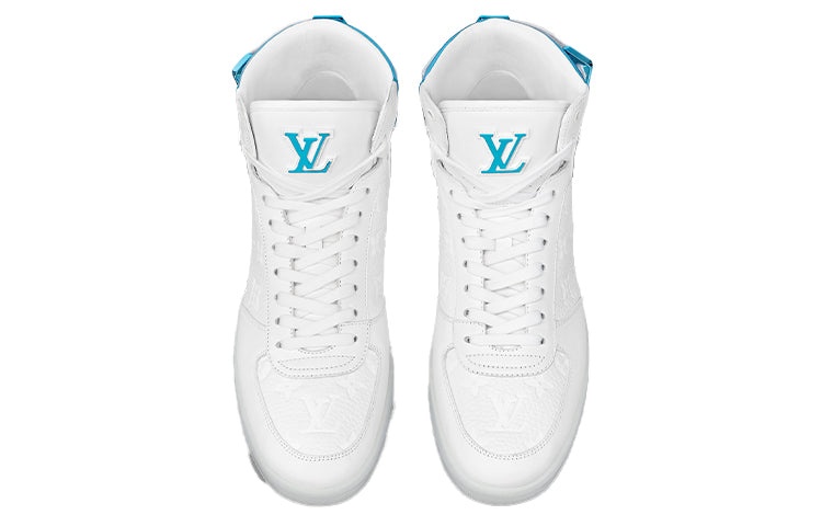 LOUIS VUITTON Rivoli Ankle Sneakers 'White Monogram with Metallic Blue' 1A8V8Q - 3