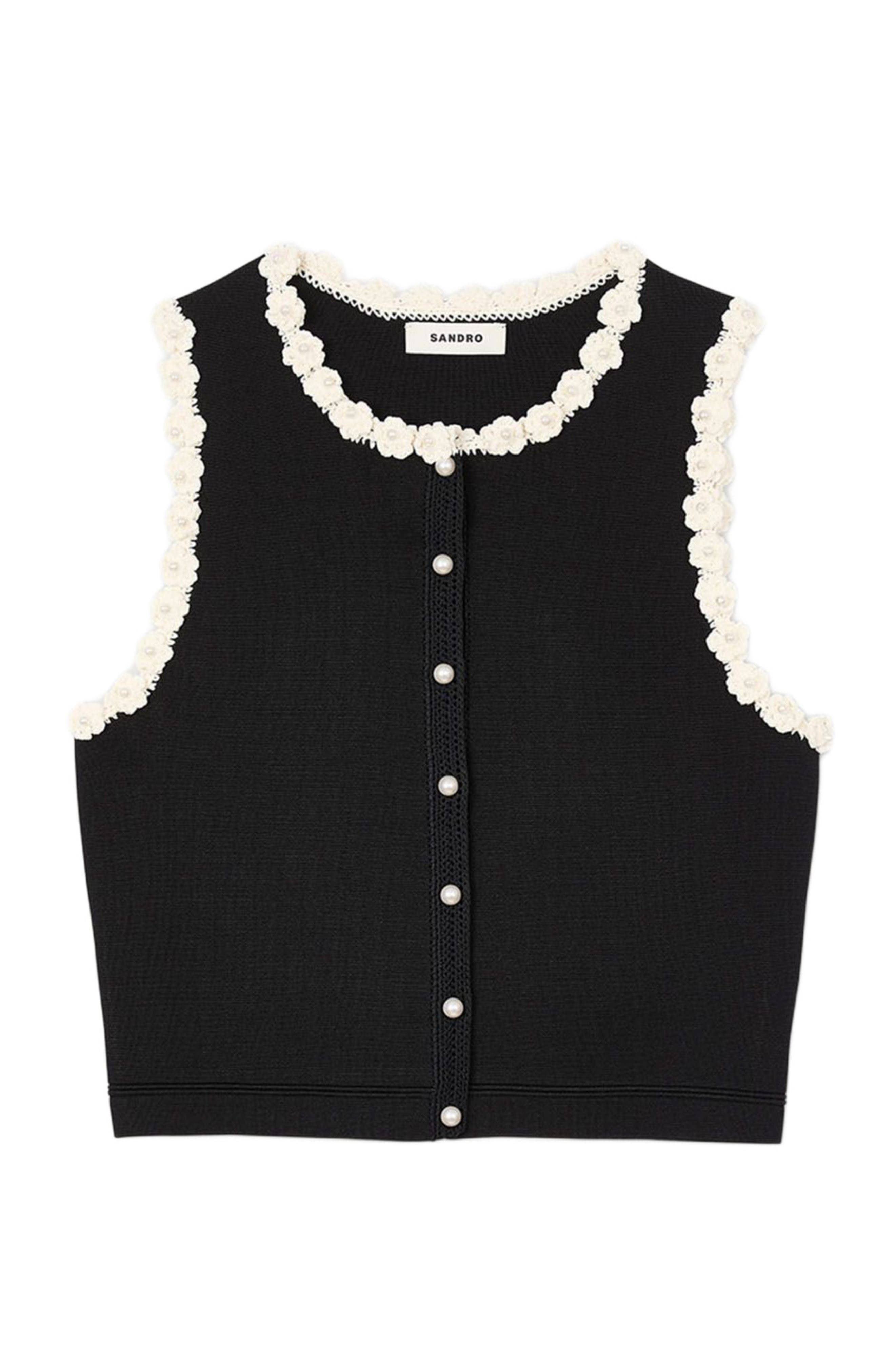 SANDRO Crochet cardigan in Black at Nordstrom - 5