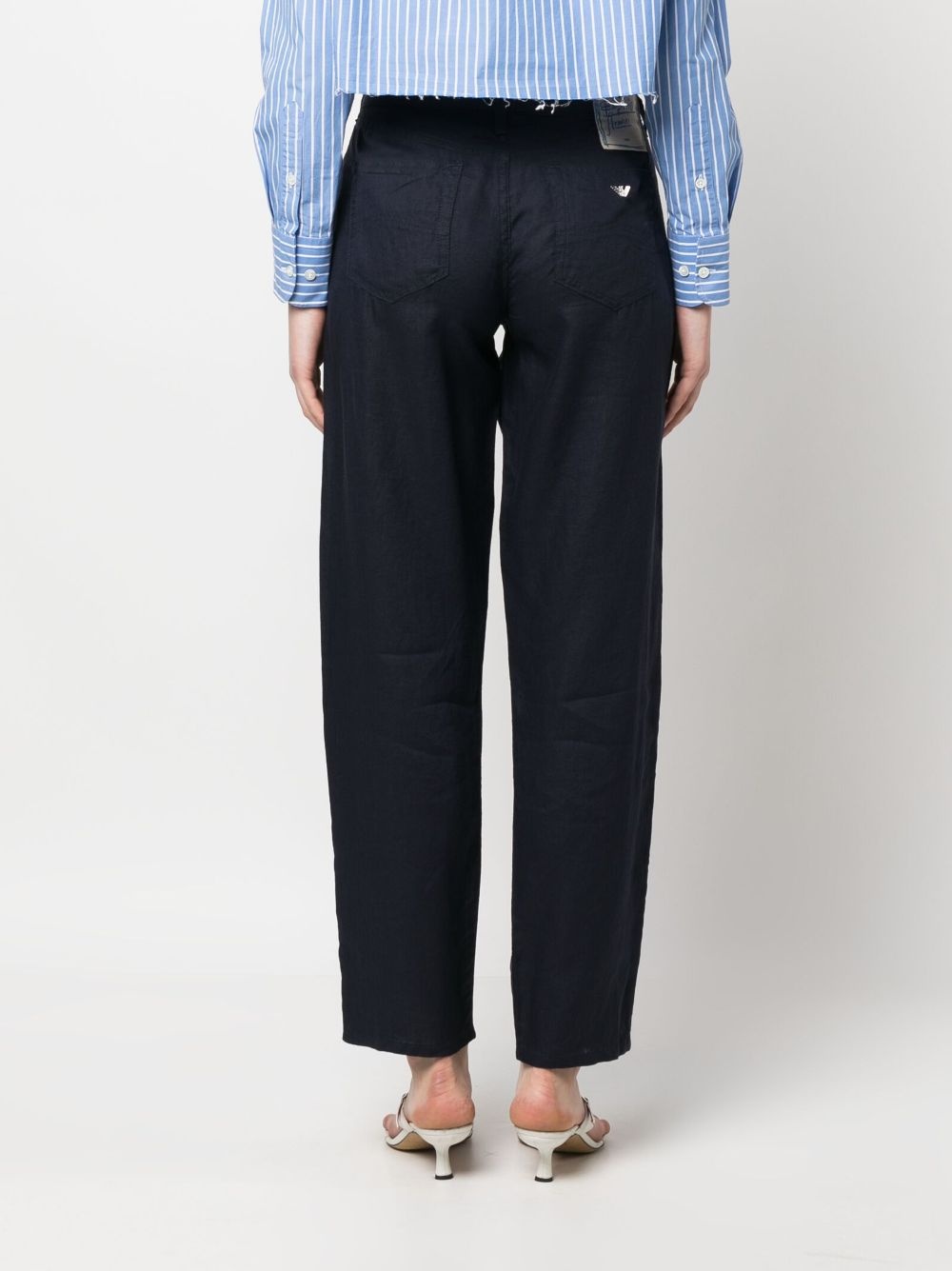 straight-leg linen trousers - 4