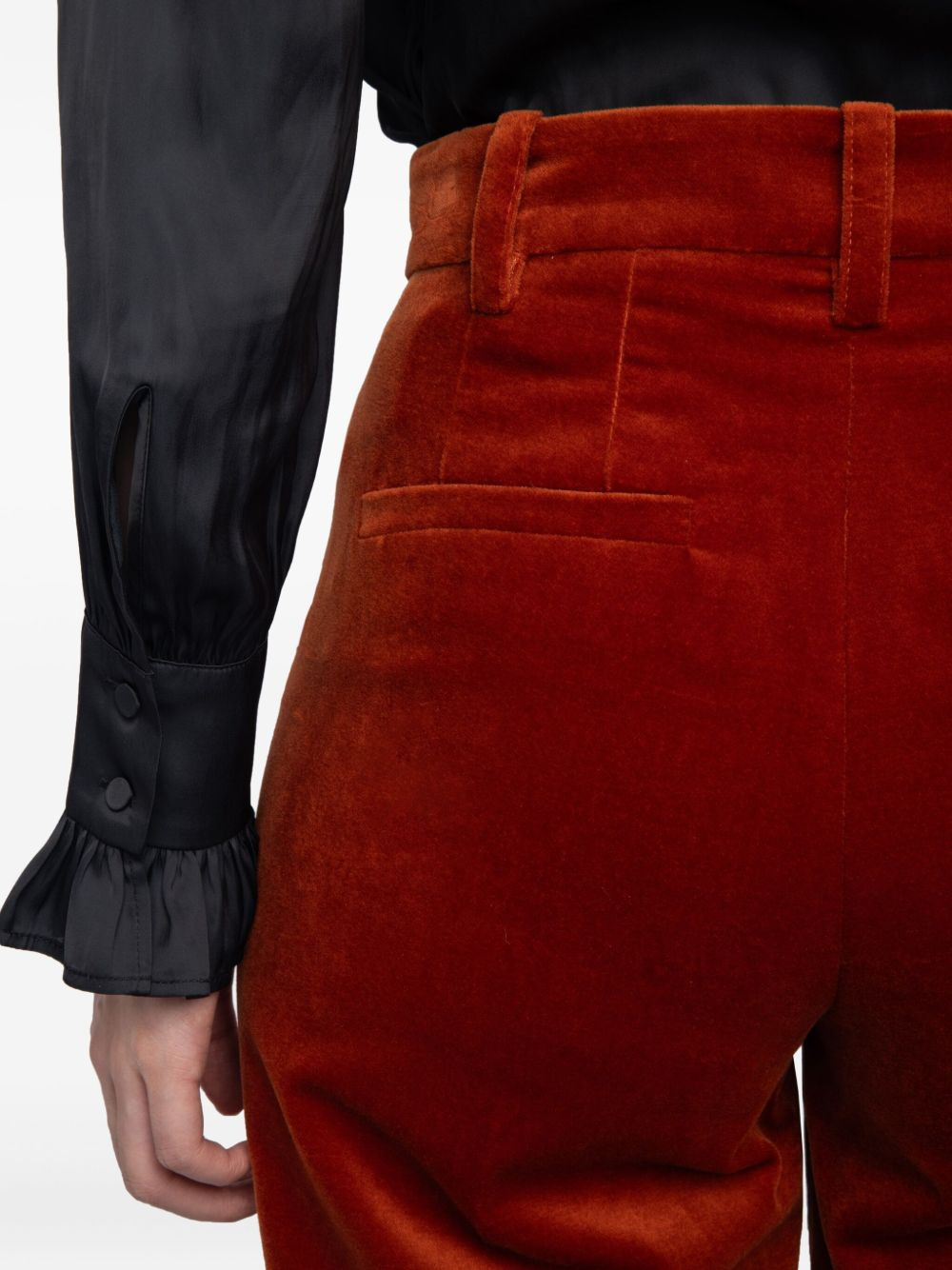 wide-leg velvet trousers - 5