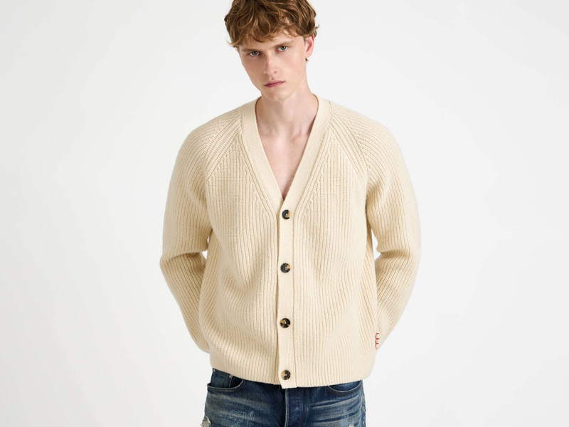 V-NECK CARDIGAN IN IVORY 6