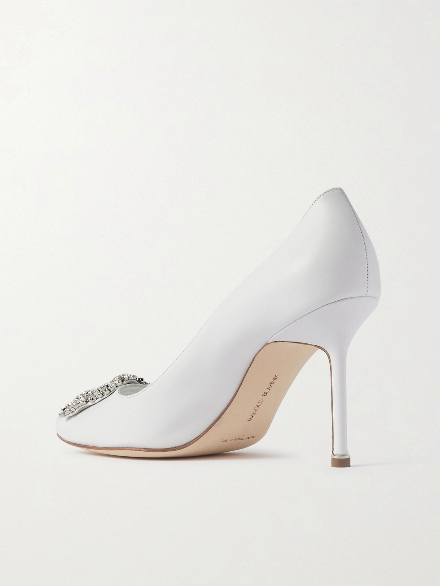 Hangisi 90 crystal-embellished leather pumps White - 3