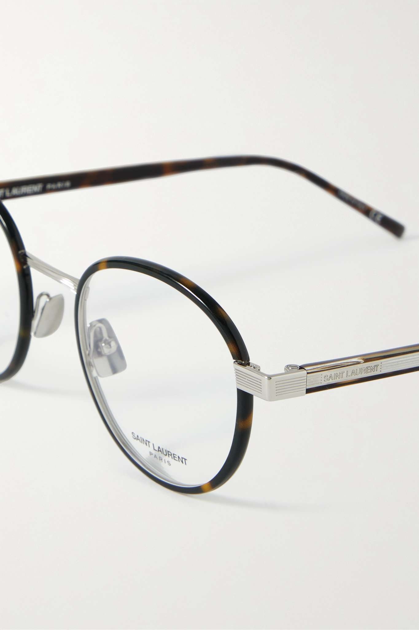 Round-frame tortoiseshell acetate and silver-tone optical glasses - 3