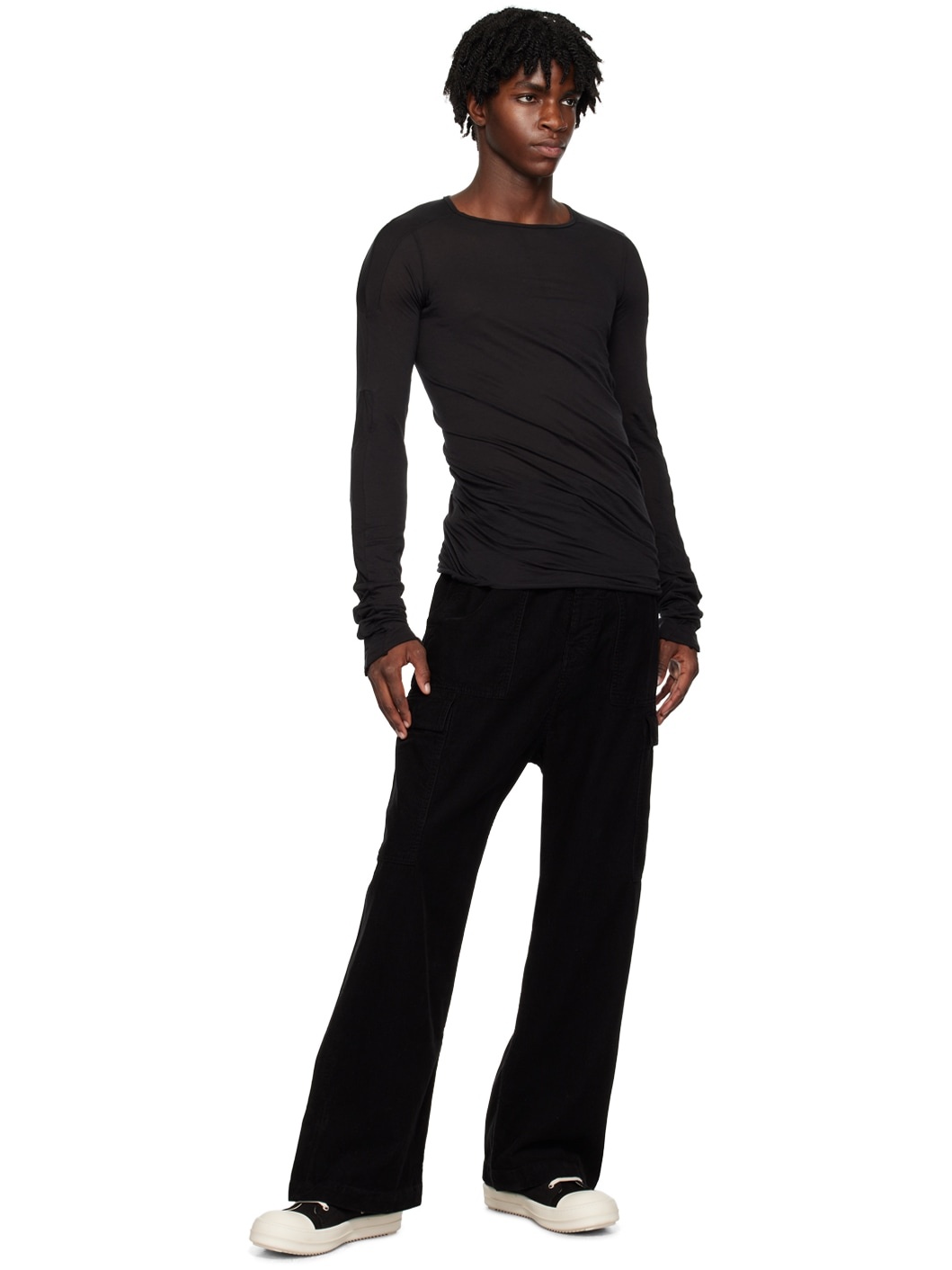 Black Wide-Leg Cargo Pants - 4