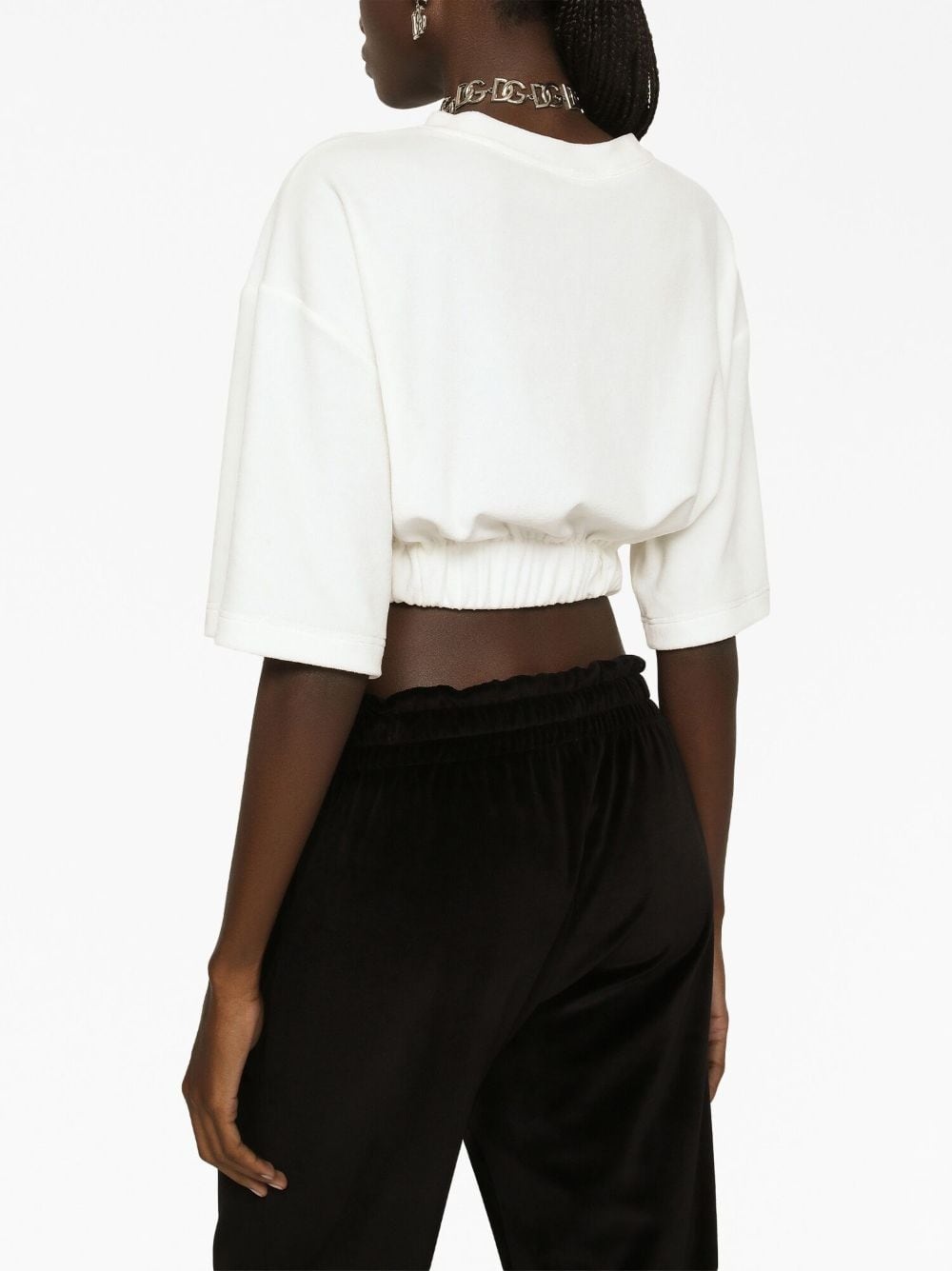 elasticated-waistband cotton-blend T-shirt - 6