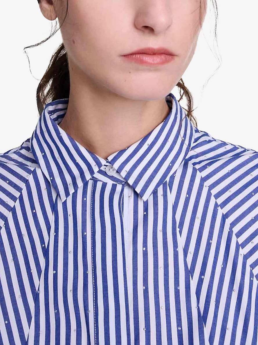 Rhinestone-embellished relaxed-fit striped cotton shirt - 5