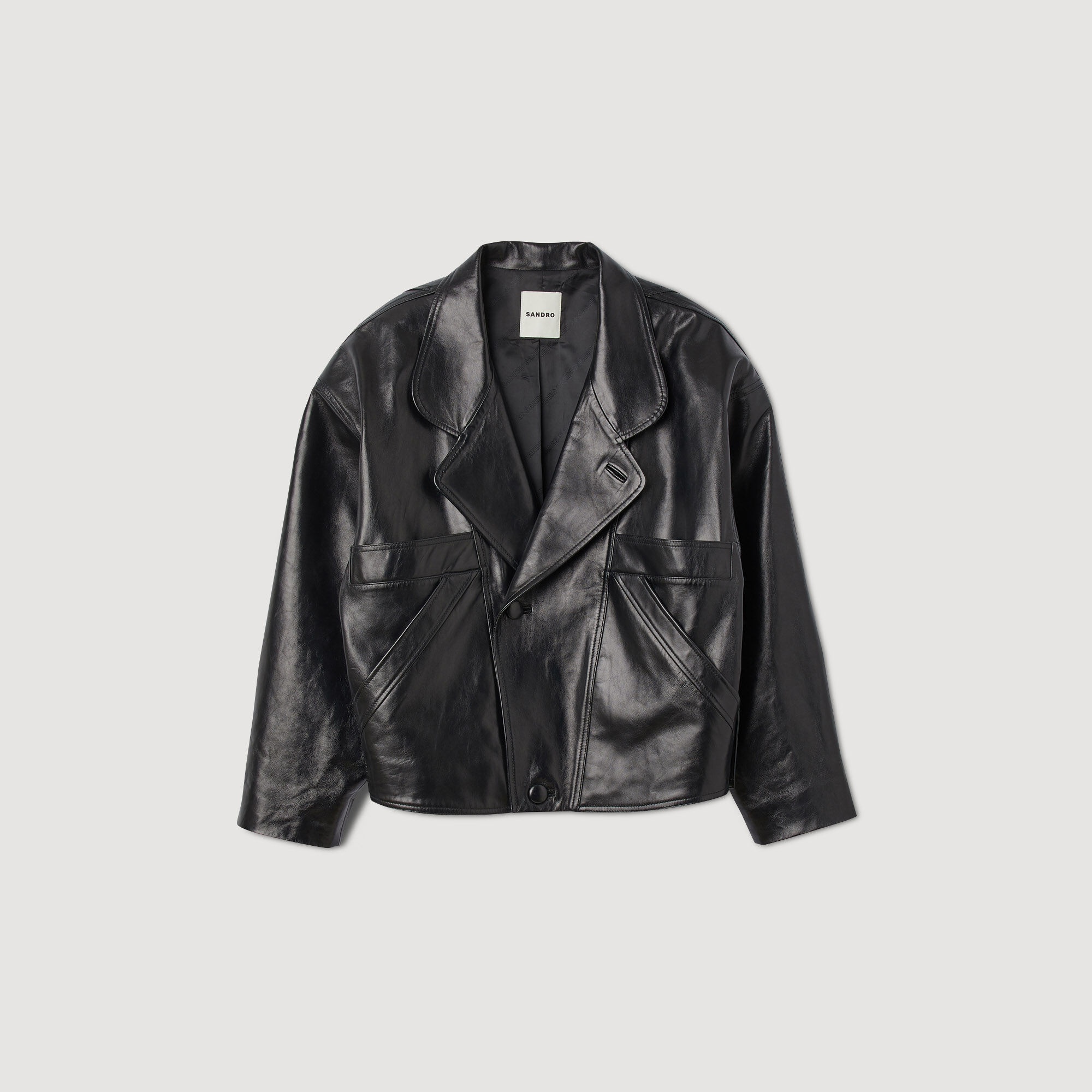 Sandro OVERSIZED LEATHER JACKET | sandro | REVERSIBLE