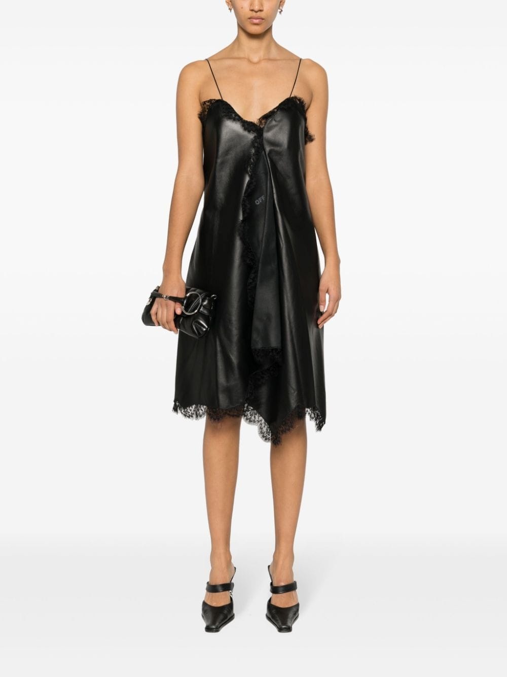 asymmetric leather mini dress - 2
