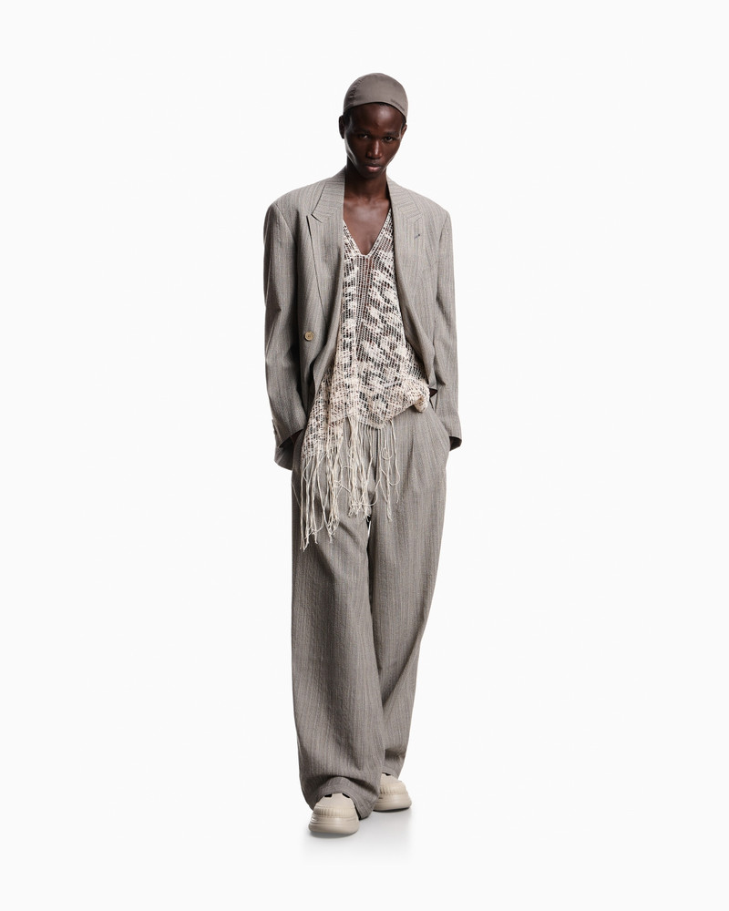 MULTI-STRIPED 3D EFFECT JASPÉ JACQUARD TROUSERS 2