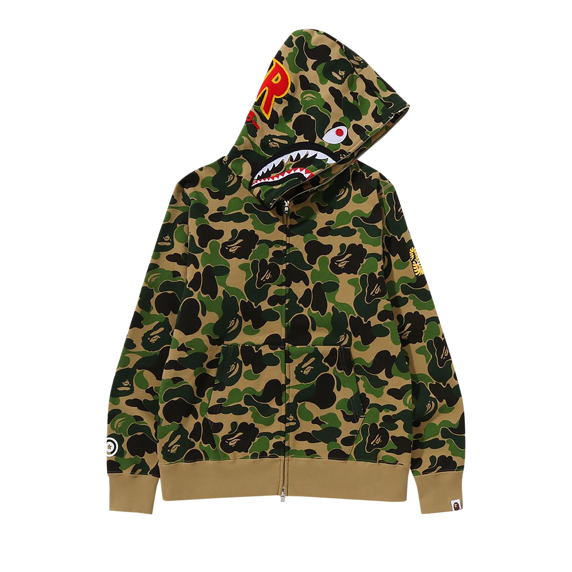 BAPE ABC Camo Shark Full Zip Hoodie 'Green' - 1
