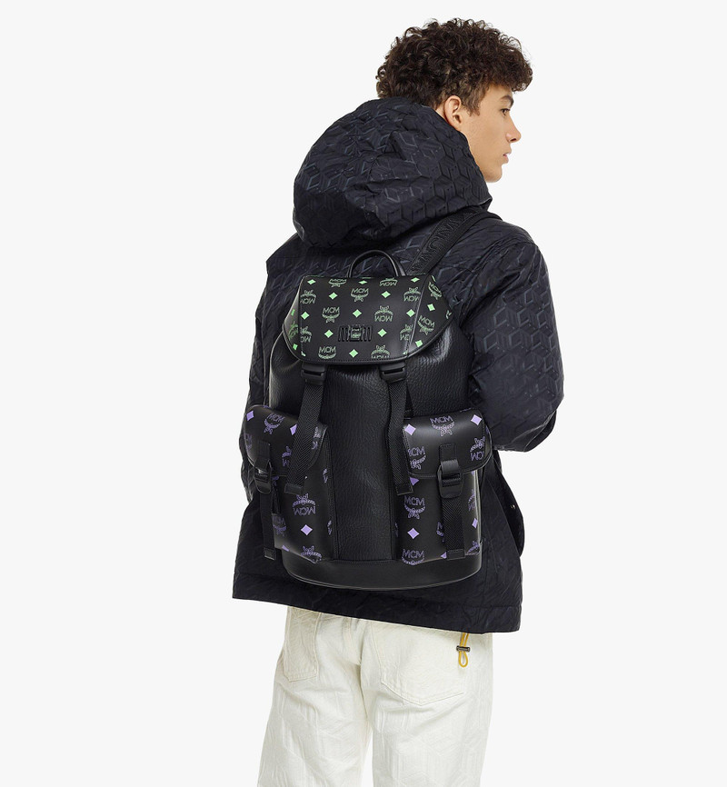 MCM Brandenburg Backpack in Color Splash Logo Leather outlook