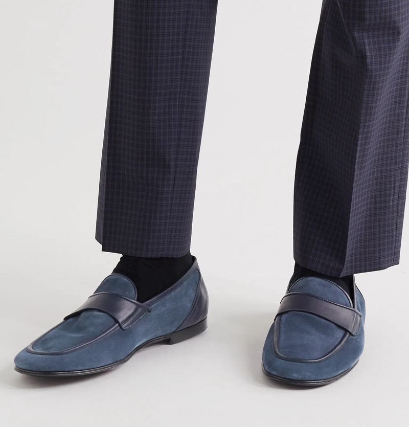 Leather-Trimmed 스웨드 Loafers 4