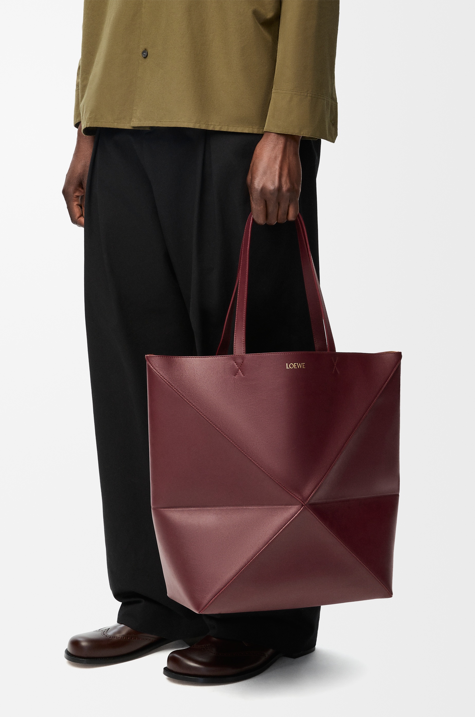 XL Puzzle Fold Tote in shiny calfskin - 2
