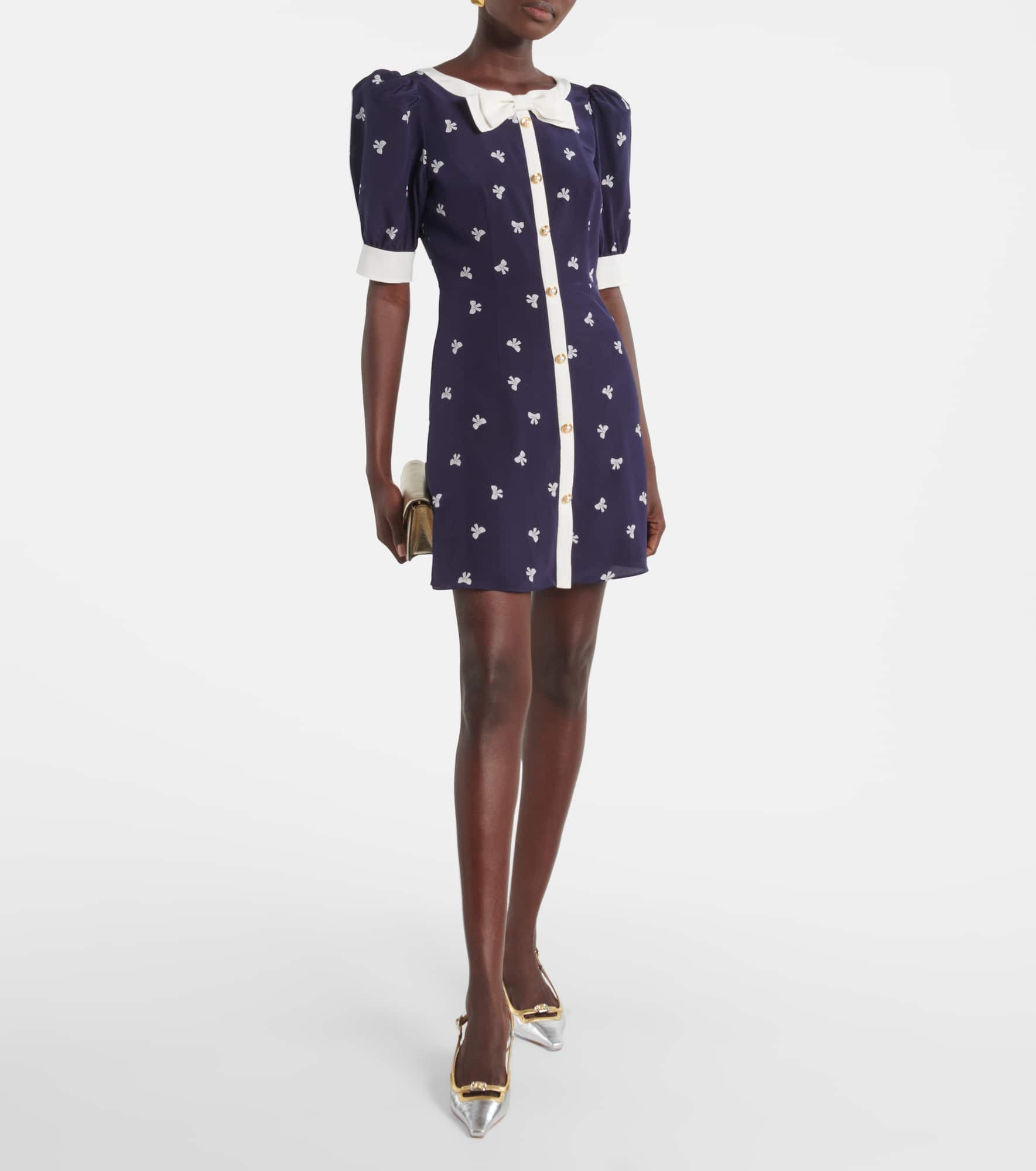 Bow-detail polka-dot silk minidress - 2