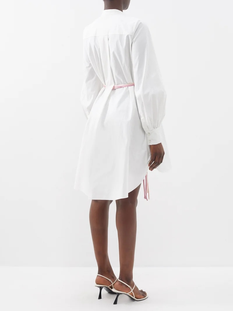 Tahira belted stand-collar cotton shirt dress - 5