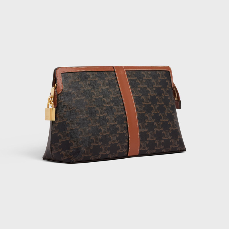 CELINE Lock Toiletry Pouch in Triomphe Canvas and Calfskin outlook