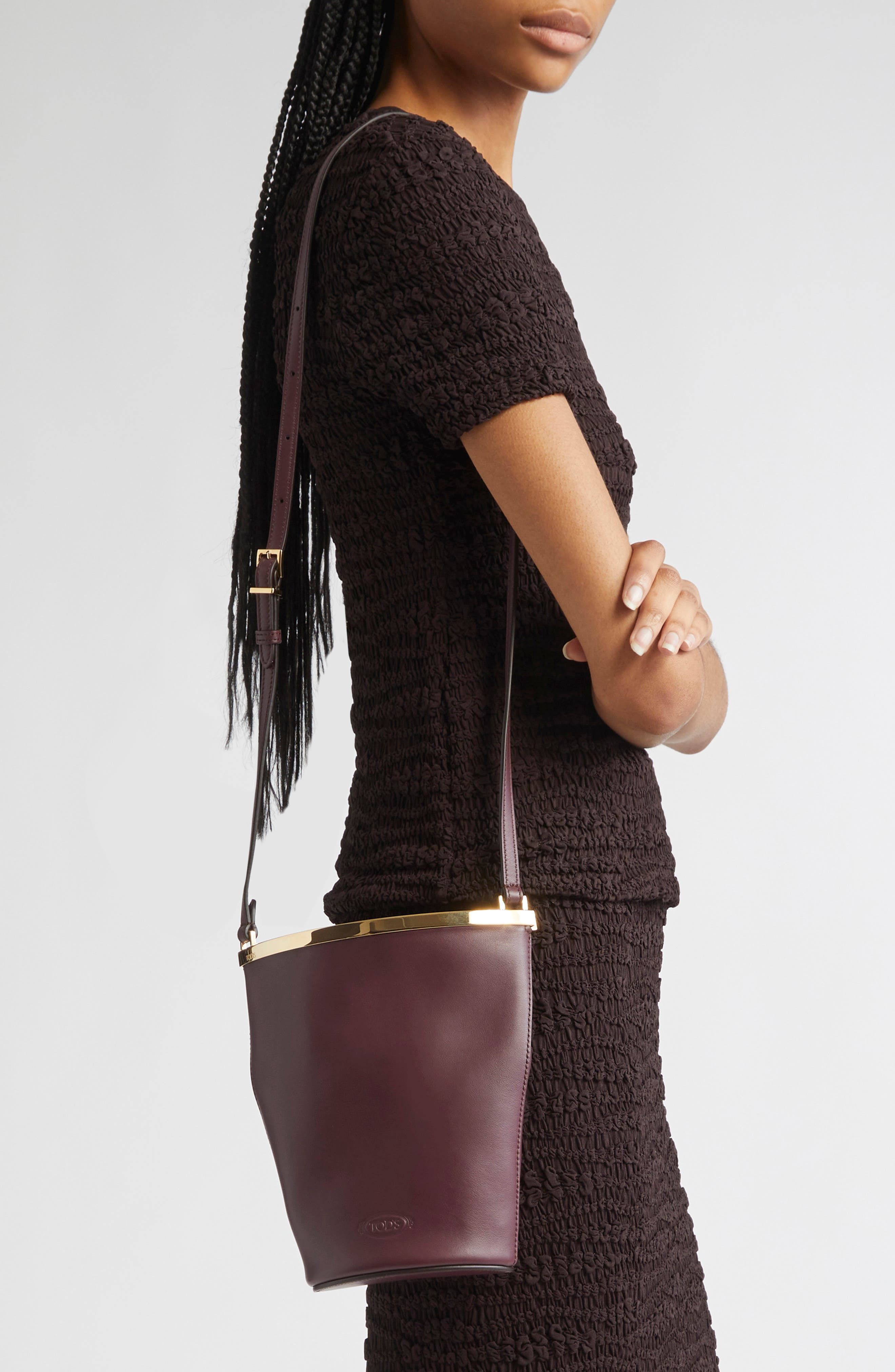 Tod's Mini Leather Bucket Bag in Kraft Chiaro at Nordstrom - 3