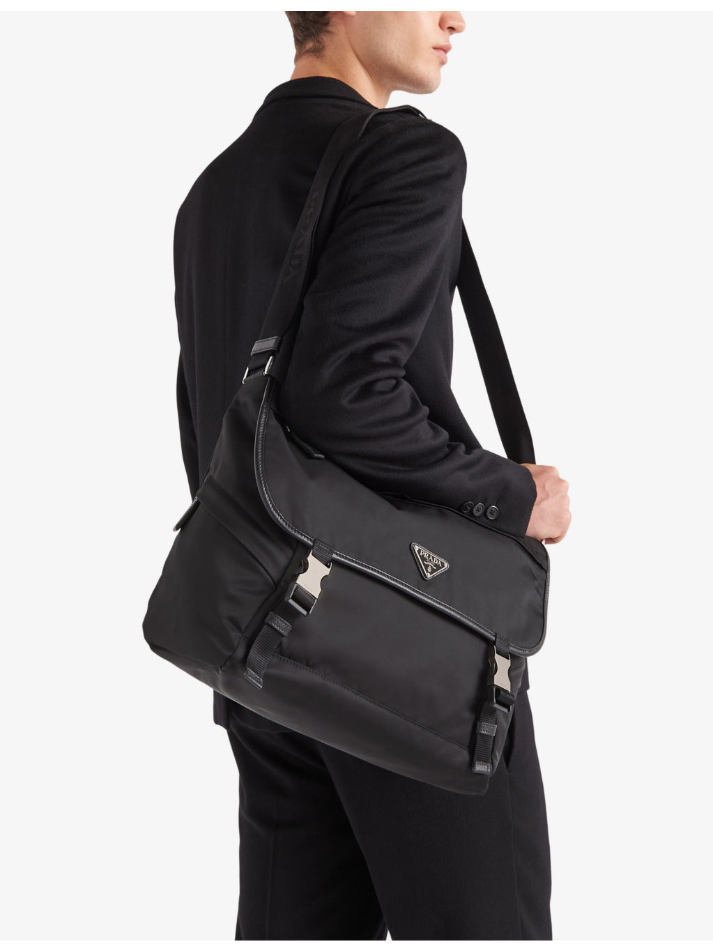 Re-Nylon buckled recycled-nylon and leather cross-body bag - 2